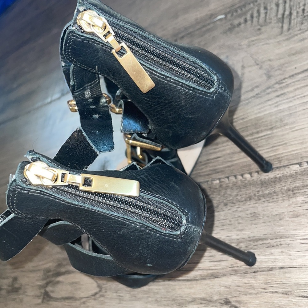 KURT GEIGER CARVELA BLACK STRAPPED HIGH HEELS SIZE 7 (37 EU) - Picture 11 of 13
